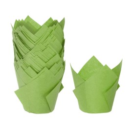 sourcing map 50Pcs Tulip Cupcake Liners Standard Paper Baking Cups Greaseproof Wrappers Disposable for Birthday Banquets Party, Green