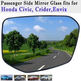Civic Passenger Side Mirror Glass Compatible with Honda Civic 2016-2021, Crider 2019-2022, Envix 2018-2022 Heated Right Side Mirror Glass with Rear Holder
