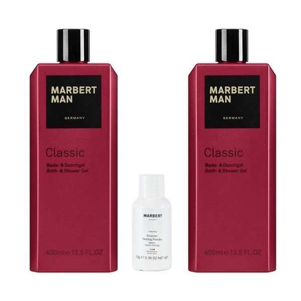 Marbert Man Classic Bath & Shower Gel 2 x 400 ml + Enzyme Peeling Powder 10 g