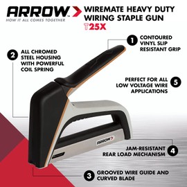 Arrow T25X Heavy Duty Staple Gun for Low Voltage Cables and Wires, Christmas and Holiday Lights, and Lighted Decorations