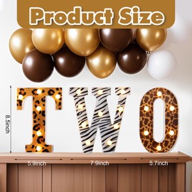 Two Safari Wild Birthday Decorations for 2 Year Old Girl and Boy,Light Up Letters Two Sign for 2nd Birthday Centerpiece Table Decorations,Jungle Animal Party Supplies Backdrop Wall Decor