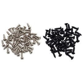 Tornillos para guitarra eléctrica de 3 mm, para golpear guitarras Fender Strat ST Tele TL Stratocaster Telecaster Gibson LP Les Paul SG (200 unidades), color negro y plateado