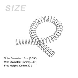 METALLIXITY Compression Springs (1.5x10mm OD,305mm Free Length) 304 Stainless Steel Extension Spring - for Shop Home Repairs, DIY Projects, Silver Tone