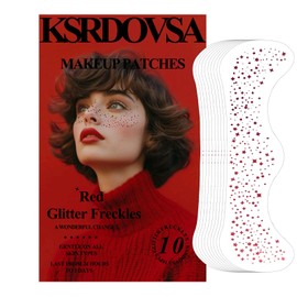 10PCS Glitter Freckles - Red - Face Glitter Makeup Speckles- Cute Glitter Makeup Accessories for Women - Glow Up Makeup Patches Cosmetic Glitter for Face