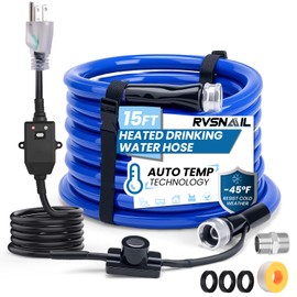 RVSNAIL 15FT Heated Water Hose for RV, Heated Drinking Water Hose Freeze Protection Down to -45°F, Lead and BPA Free, Smart Temperature Control, Ideal for RV, Camping, and Home