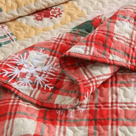 MarCielo Christmas Quilt Set Bedspread Set B021(Queen),Red