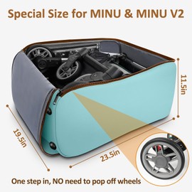 YOREPEK Padded Stroller Bag for Airplane Compatible with UPPAbaby MINU V2 and MINU, Stroller Cover for Air Travel with Inner Pocket, Stroller Organize Bag for Baby Travel Essentials, Light Cyan