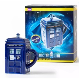 Doctor Who BBC Doctor Who Square Tardis Mug with Lid, 16oz Doctor Who Mug with Lid
