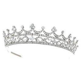 SAMKY Wedding Bridal Hair Accessories Silver Rhinestone Crystal Tiara Crown Headpiece for the Bride