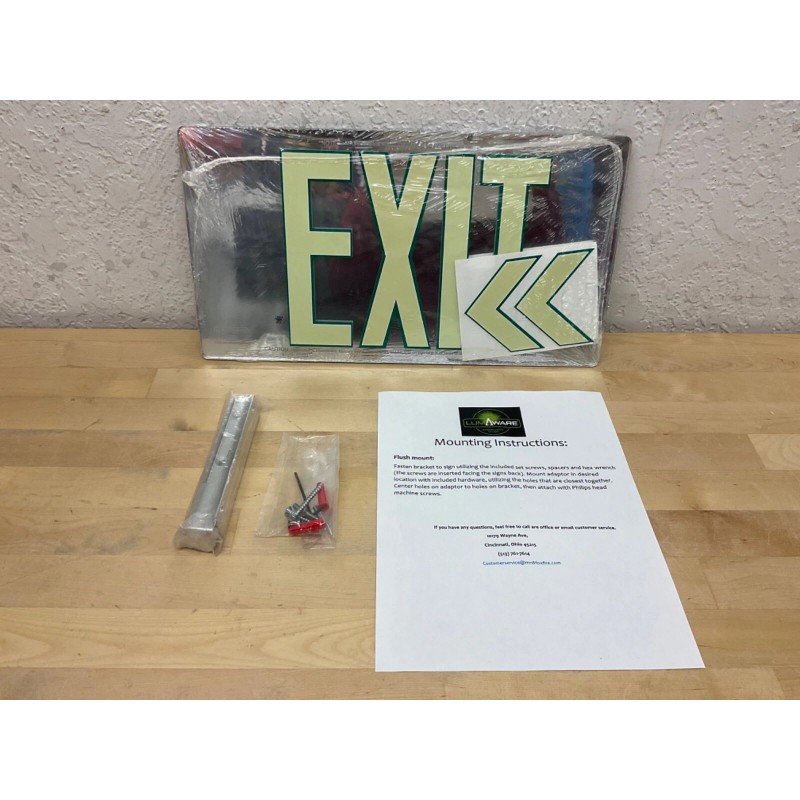 LUMAWARE Mirror Lucite 50’ Visibility Emergency Exit Sign LED