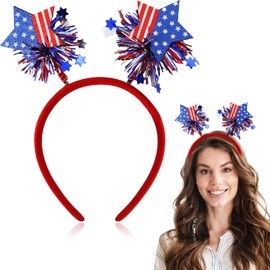 HAIMITI 4th of July Headband Independence Day Hair Bands for Women Girls Patriotic Headbands USA Flag Star Hair Band Blue Red Ribbon Hair Accessories Non Slip Head Band Patriotic Party Decor