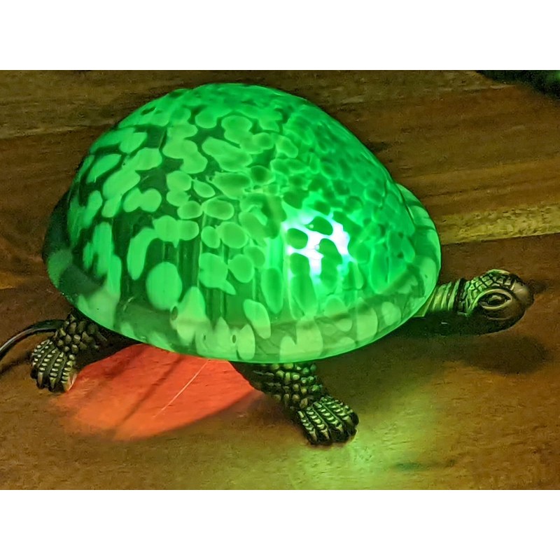 20.3cm Turtle/Tortoise Design Mottled Green Stained Glass Tiffany Look Table