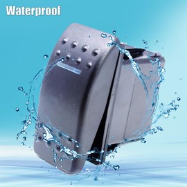 BLLYOGU Marine Toggle Switch - 3 Pin On/Off SPST Rocker Switch for Boats and Cars - Waterproof - 12V/20A 10A/24V - LED Light Switch & Jumper Wires Set- 2 Pack