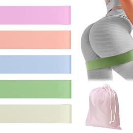 AdooAdii Bandas de Resistencia 5 Piezas Bandas Elásticas Niveles 10, 15, 20, 30, 40 lbs Ligas de Resistencia de TPE Multifuncionales Yoga Entrenamient