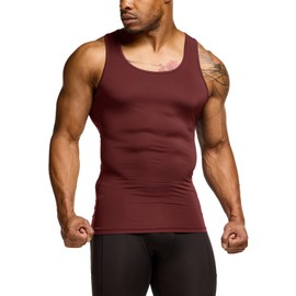 TSLA Men's Athletic Compression Sleeveless Tank Top, Cool Dry Sports Running Basketball Workout Base Layer, Active Shirts Maroon, XX-Large