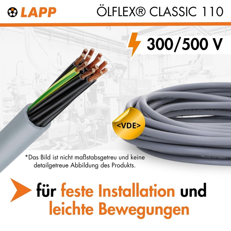 Lapp 1119007 Ölflex Classic 110 7G0.5 mm² PVC Control Cable
