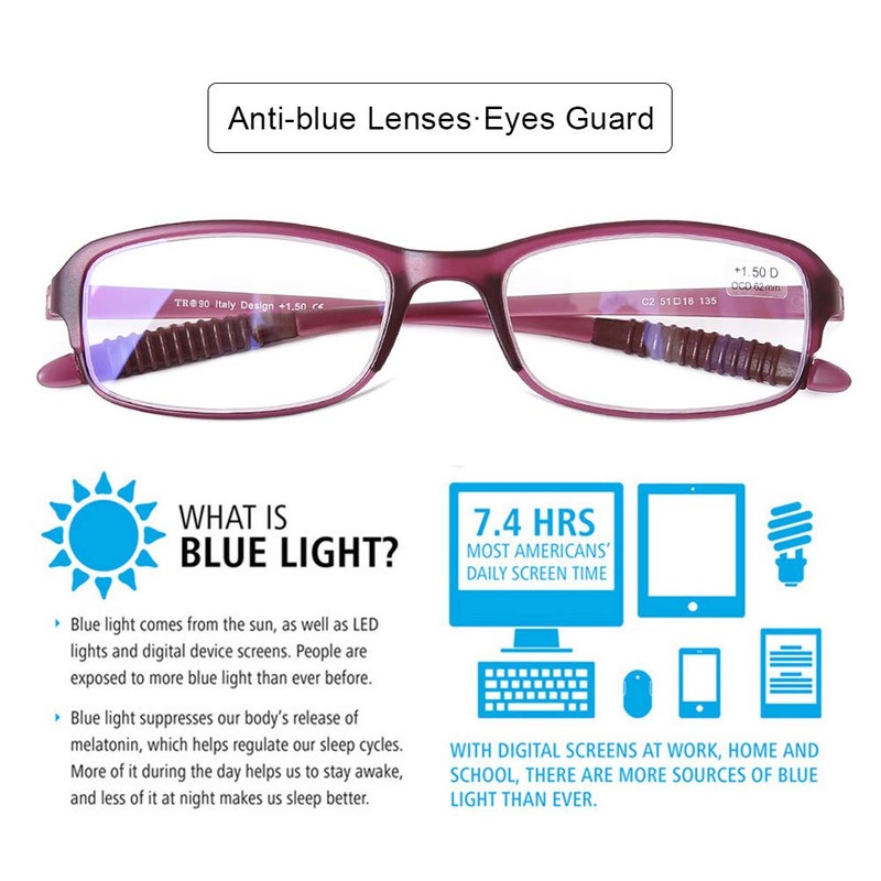 DOOViC 4 Pack Computer Reading Glasses Blue Light Blocking Anti