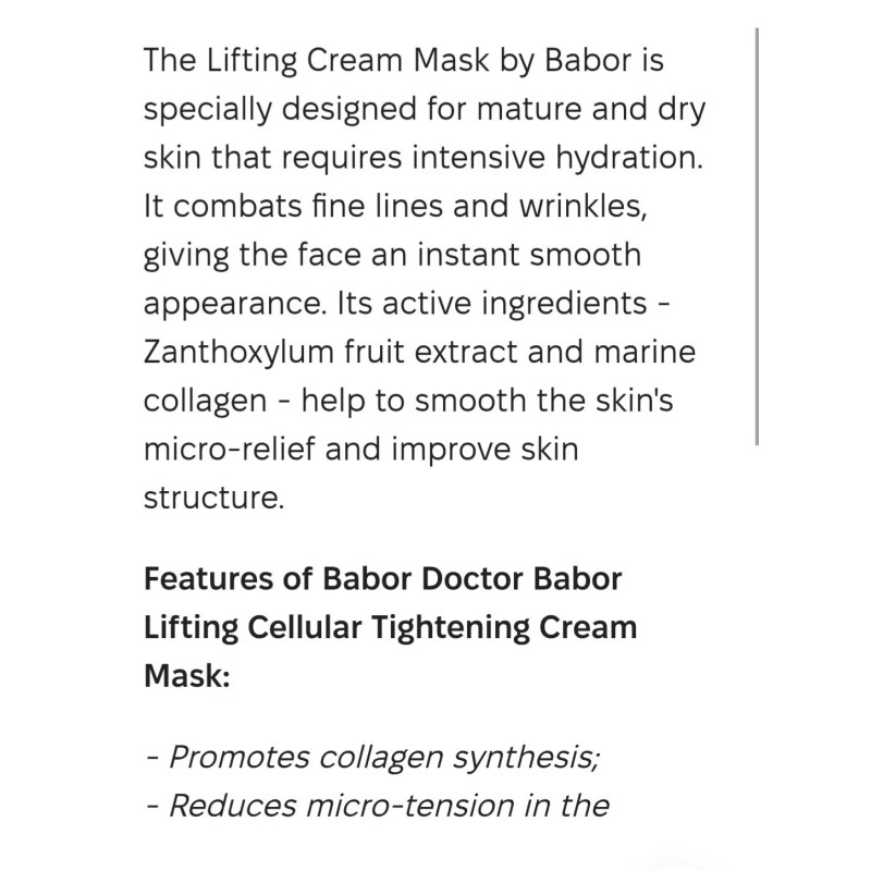 BABOR DOCTOR Babor Tightening Cream Mask Anti Aging Face LIFTING
