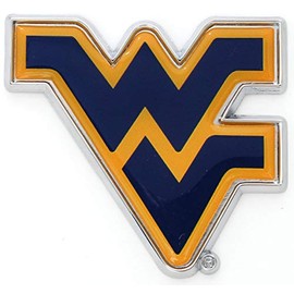 West Virginia WVU Mountaineers Metal Auto Emblem (Blue w/ Old Gold)