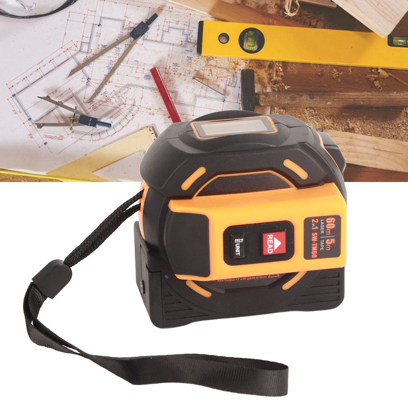 Laser Tape Measure High Accuracy ABS Housing Manganese Steel Digital