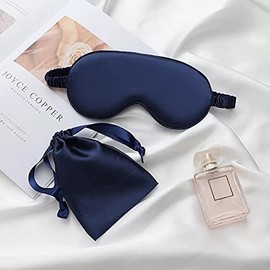 Sleep Eye Mask Soft & Comfortable Silk Sleeping Mask with Travel Bag | Night time Shade (Dark Blue)
