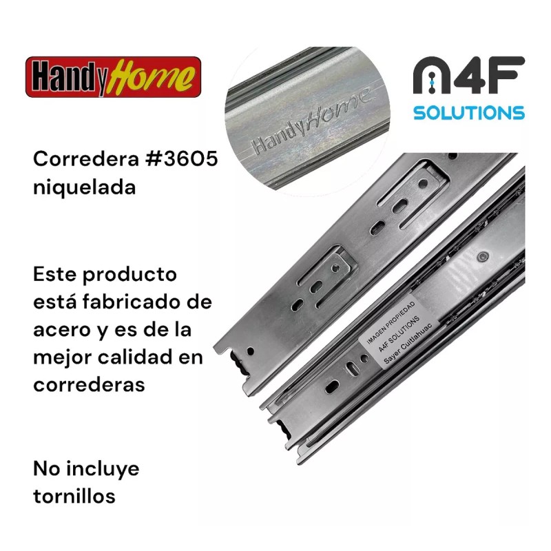 Handyhome Corredera Cajón Handy Home 45cm X 4.5cm 4paquetes 8pz