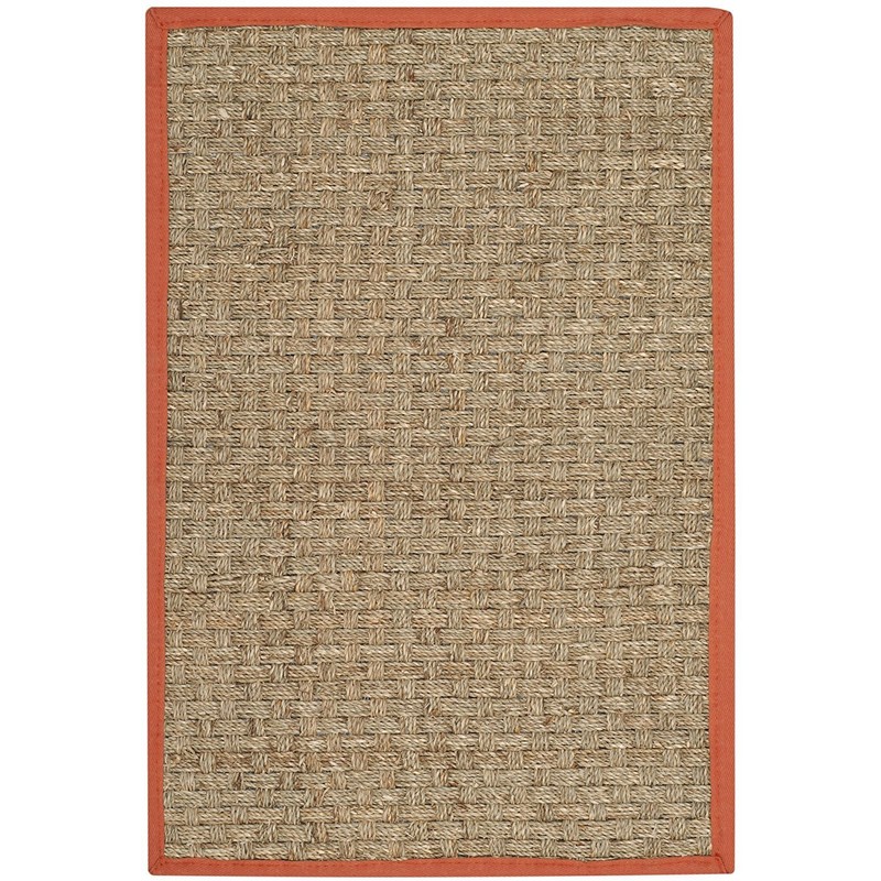 Safavieh Natural Fiber Collection NF114Y Border Basketweave Seagrass Accent Rug,