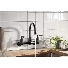 Peerless P2765LF-OB Elmhurst Two-Handle Kitchen Faucet Wall-Mount, Oil-Rubbed Bronze