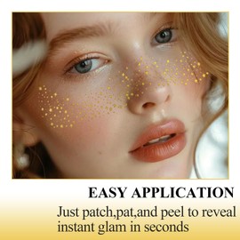 10PCS Glitter Freckles - Gold - Face Glitter Makeup Speckles- Cute Glitter Makeup Accessories for Women - Glow Up Makeup Patches Cosmetic Glitter for Face