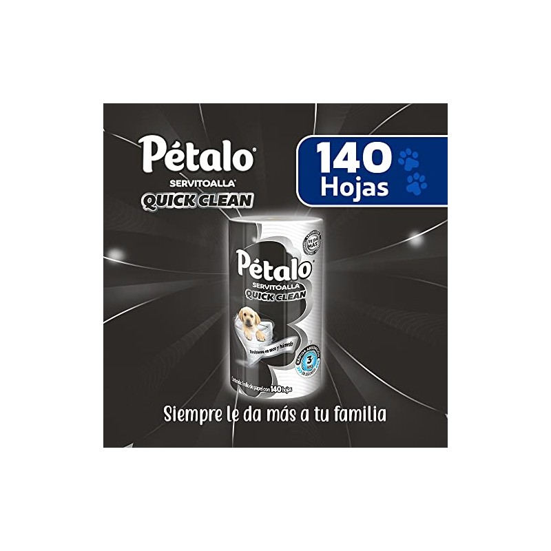 Pétalo Quick Clean, Servitoalla con 140 Hojas Dobles, Rápida Absorción