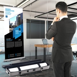 Eccliy 37 Inch Padded Carrying Case for Roll up Banner Stands with Handles and Shoulder Strap, Banner Case with Grey Interior for Trade Show Traveling