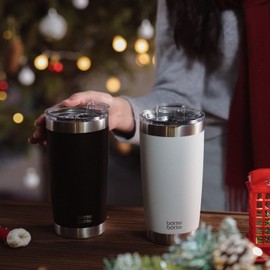 Tumbler 600ml Vacuum Insulated Stainless Steel Bottle with Hole Lid Coffee Bill Students Women Men (White)