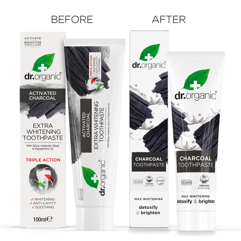 Dr Organic Activated Charcoal Toothpaste, Extra Whitening, Natural, Vegan, Cruelty-Free,