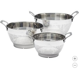MIU Colander Set w/ Riveted Handles 3Pc Nests Stainless Steel Dishwasher Safe