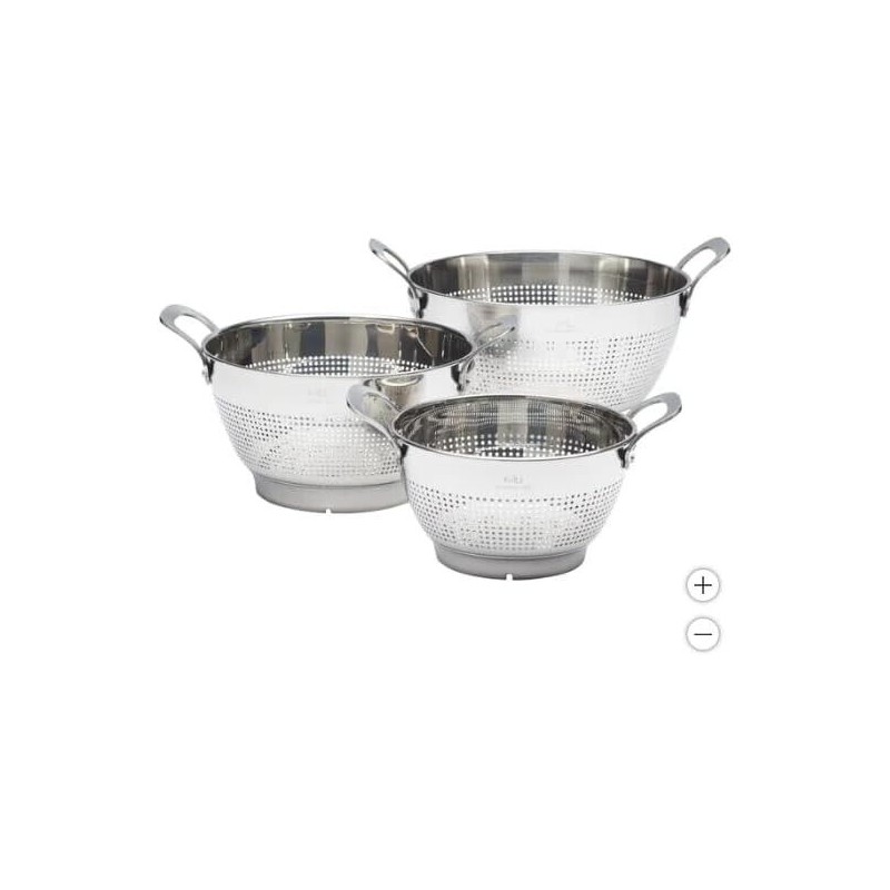 MIU Colander Set w/ Riveted Handles 3Pc Nests Stainless Steel