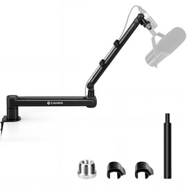 CAHAYA Desk Mount Mic Arm, Low Profile Boom Stand for Streaming, Black
