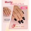 Morily Black Press on Nails - Glossy Short Oval Fake