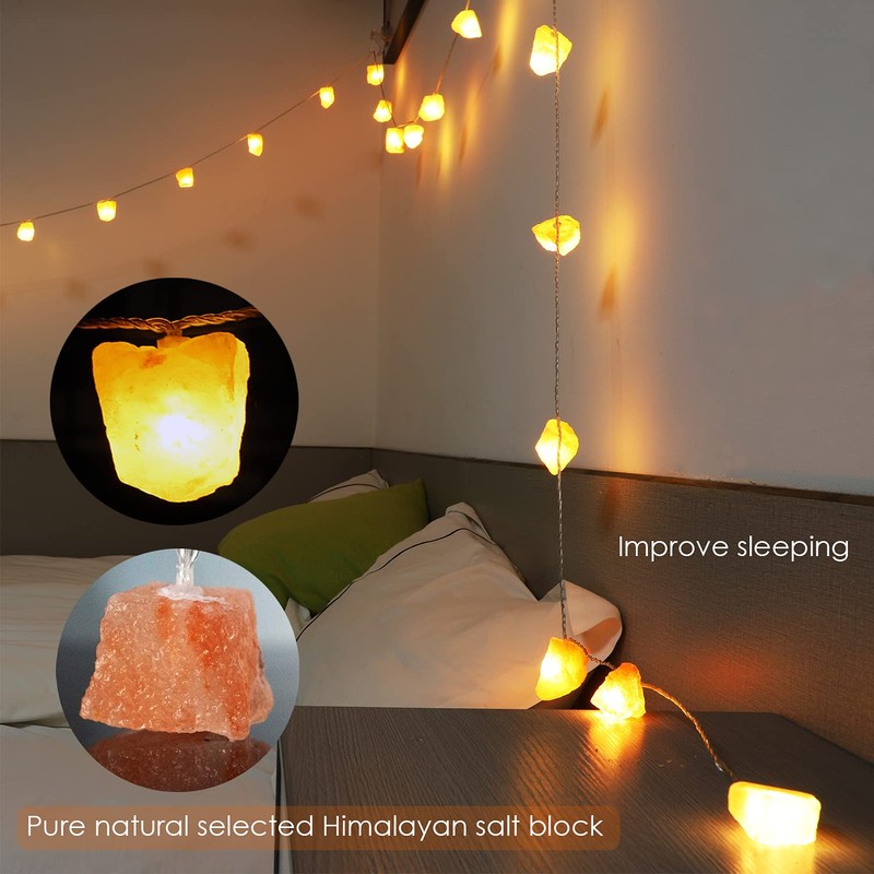 HeaHap Himalayan Salt String Lights with Switch, 20 Natural Salt