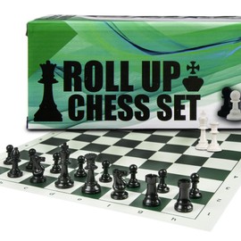 Tradeopia 17 Inch Roll-up Chess Set, Roll-up Travel Chess in Carry Bag with Shoulder Strap, Easy to Carry and Premium Pieces, Fun and Entertaining