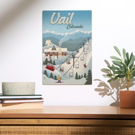 Lantern Press 10x15 Inch Wood Sign, Ready to Hang Wall Decor, Vail, Colorado, Retro Ski Resort