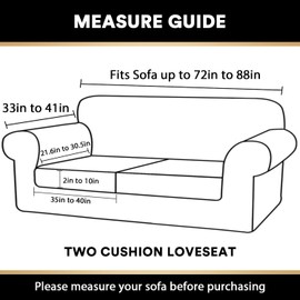 PrinceDeco High Stretch 3-Piece Loveseat Cover Sofa Slipcover for 2 Separate Cushion Couch Furniture Cover/Protector Soft with High Spandex Fabric 72"-88"(2 Cushions), Warm Sand