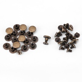 0 Sets Brass Button Rivets Flat Head Bronze Leathercraft Screws Nail Rivets DIY Leather Craft Metal Rivets for Belt Strap Bag Shoes Decoration (5mm)