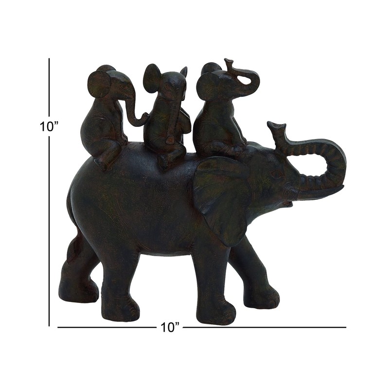 Deco 79 Polystone Elephant Decorative Sculpture Home Decor Statue, Accent
