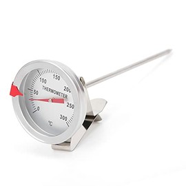 Termómetro para Freír, Termómetro de Cocina de Acero Inoxidable, Termómetro de Aceite de Vástago Largo de Lectura Instantánea con Abrazadera, Termómetro de Dial para Freír/Parrilla /(15cm)