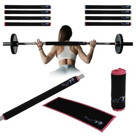 The Squat Towel | Squat Wrap (Long) | Thin Bar Pad Wrap. Hugs-The-Bar. Secures to Standard & Olympic Barbells. Great for Squats, Deadlifts, & Leg Day. (Hot Pink)