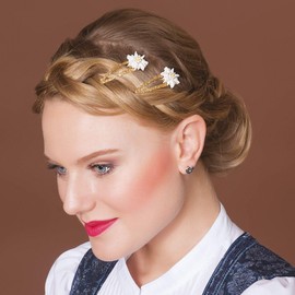 Alpenflüstern Costume Hair Clips Set of 6 Gingerbread Heart, Edelweiss and Pretzel (Colourful) ADV119