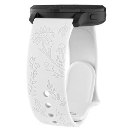 Meliya Flower Engraved Bands Compatible with Garmin Vivoactive 5 / Vivoactive 3 Watch Band, Garmin Venu 2 Plus / Venu Sq / Venu Watch Bands Women Men, Soft Silicone Sport Replacement Strap for Garmin