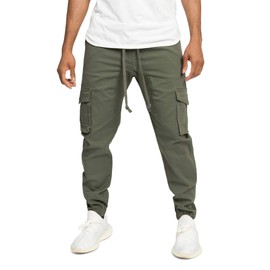 VICTORIOUS Men's Jogger Twill Cargo Pants JG805 - Olive - Medium - V-N75