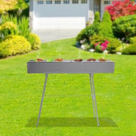 Portable BBQ Grill ‎Free Standing Barbecue Stove Folding Charcoal Grill for Outdoor Cooking Camping Hiking Picnics Traveling, Quick Assembly, Adjustable Air Door (39.3x7x26.3in)