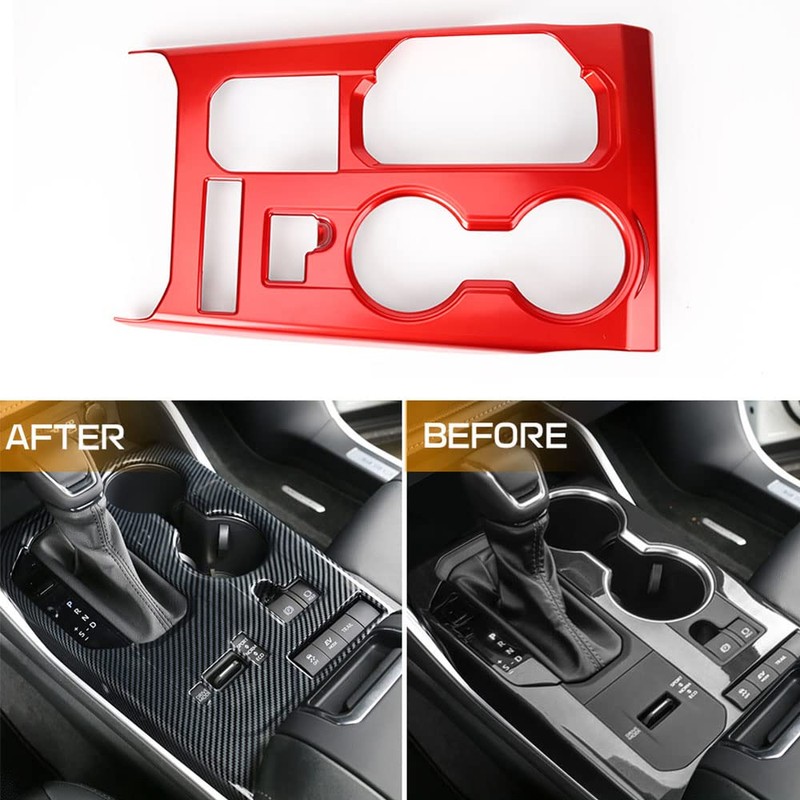 LEXLEY Red Style Gear Shift Frame Console Panel Trims Cover
